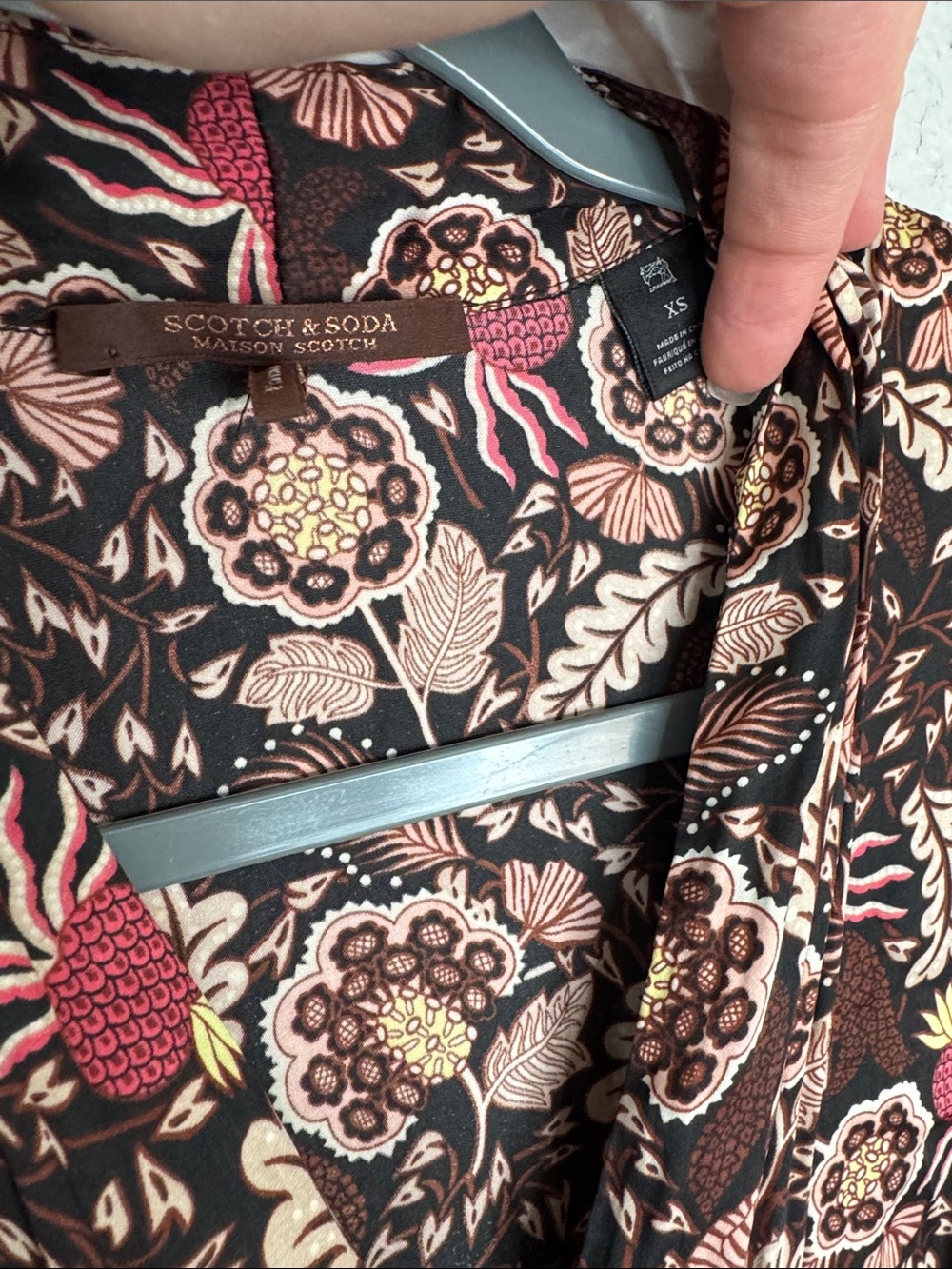 Scotch & Soda Brown Floral Pineapple Midi Maxi Wrap Dress XS - Picture 4 of 9
